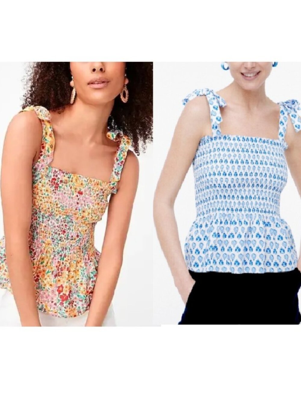 J. Crew Cotton Smocked Floral Tie-Shoulder One-Piece XS and S
